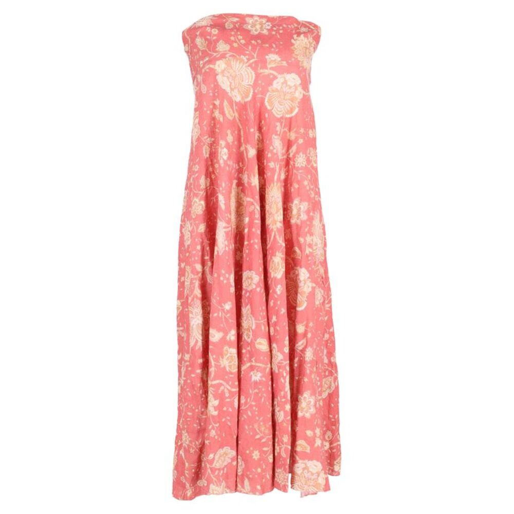 Zimmermann Veneto Floral Strapless Midi Dress in Coral Linen